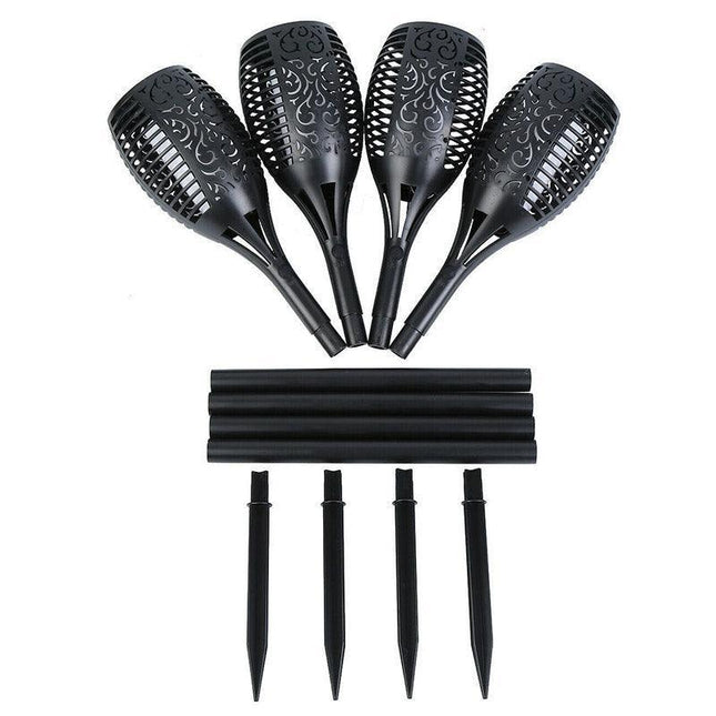 4pcs LED Solar Flickering Flame Torch Lights Outdoor Garden Path Landscape Lamps