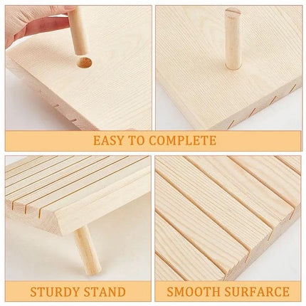 Wooden Earrings and Studs Display Rack Jewellery Organizer Stand 7 Slots Storage - Beige
