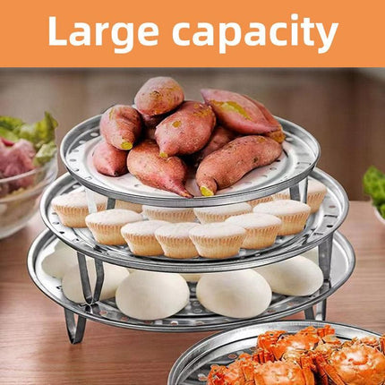 3pcs Stainless Steel Steamer Basket Steamer Tray Rack Waterproof Steam Cooking