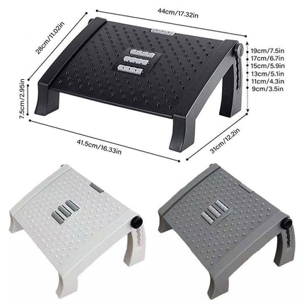 1PC Adjustable Office Foot Rest Pedal Stool Sofa Leg Support for Home or Desk Use - Grey