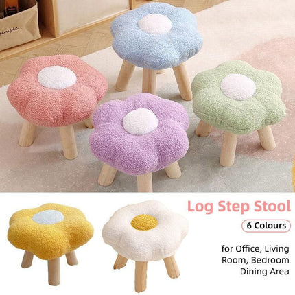 Small Flower Short Stool for Entryway or Living Room Shoe Bench or Footrest - Yellow