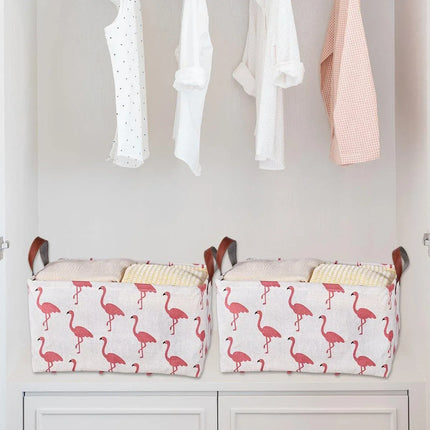 2pcs Foldable Cotton Linen Storage Baskets Home Organizer Box Office Supplies - Dinosaur