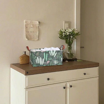 2pcs Foldable Cotton Linen Storage Baskets Home Organizer Box Office Supplies - Fish