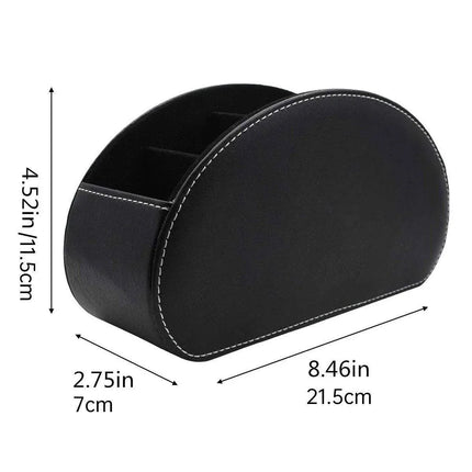 PU Leather Desktop Organiser Remote Control Office Cosmetic Storage Box Holder