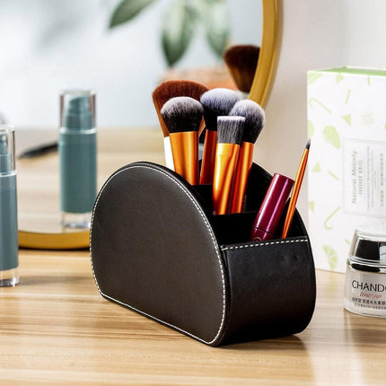 PU Leather Desktop Organiser Remote Control Office Cosmetic Storage Box Holder