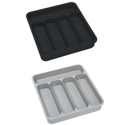 Expandable Cutlery Drawer Organizer Adjustable 6 Slot Kitchen Utensil Tray - Grey