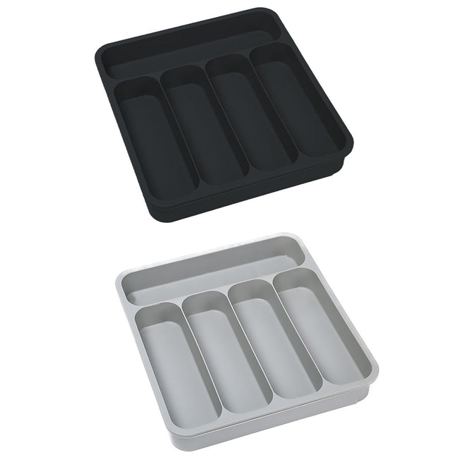 Expandable Cutlery Drawer Organizer Adjustable 6 Slot Kitchen Utensil Tray - Grey