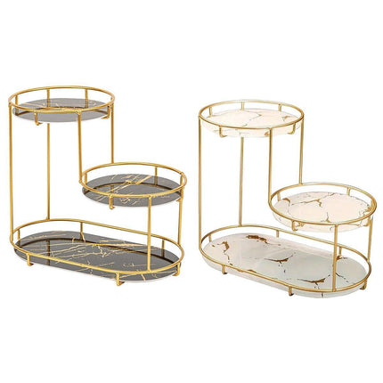 Round Multi-Tier Metal Storage Rack for Bathroom Vanity Kitchen Storage Rack - White