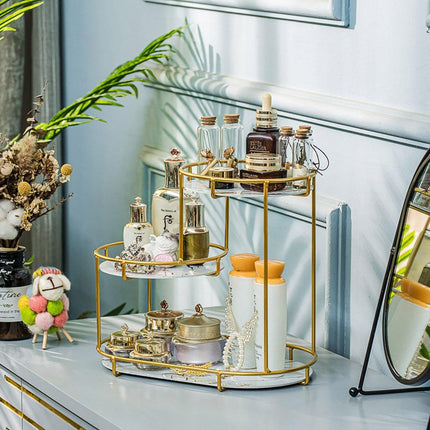 Round Multi-Tier Metal Storage Rack for Bathroom Vanity Kitchen Storage Rack - White