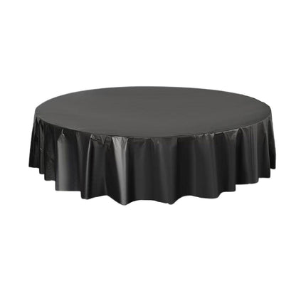 10pcs Round Tablecloth Solid Color Waterproof PEVA Table Cover 213cm Diameter - Red