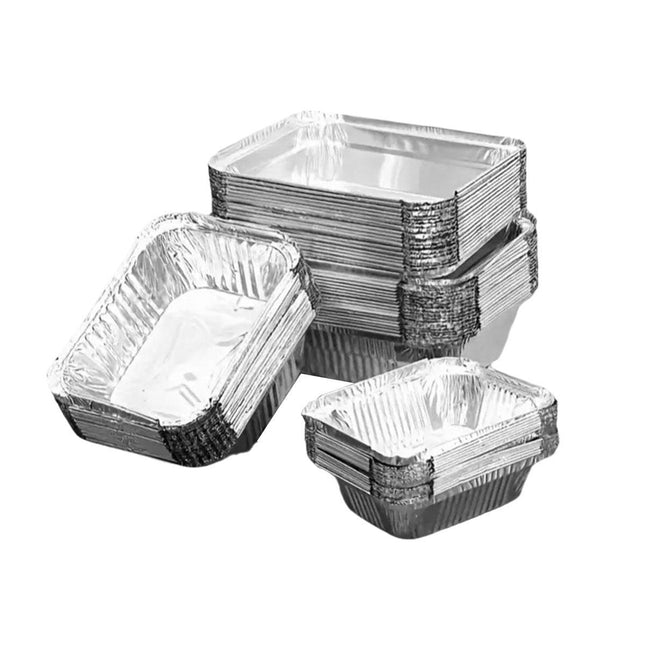 125PCS Disposable Quadrate Tin Foil Pans Oven Grill Safe Non-Stick Baking Trays - 125pcs-410ml