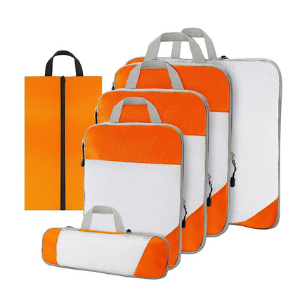 6pcs Mesh Visible Travel Storage Set Waterproof Nylon Compressible Storage Bags - Blue