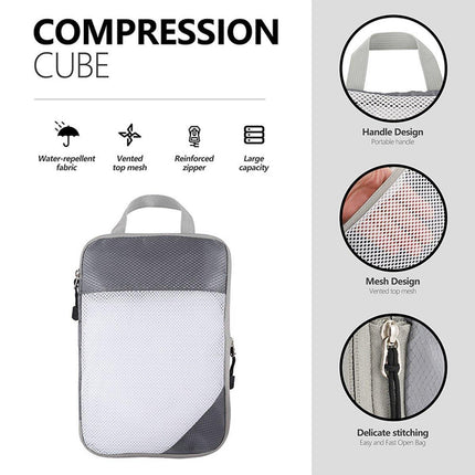 6pcs Mesh Visible Travel Storage Set Waterproof Nylon Compressible Storage Bags - Sky Blue