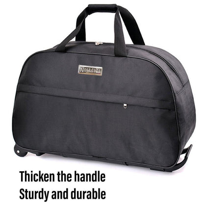 Wheeled Travel Duffle Trolley Bag Carry On Rolling Luggage Suitcase Tote Durable - Black-24in