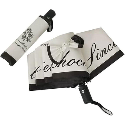 Vintage Rose UV Protection Automatic Manual Tri-fold Sun Rain Umbrella Sunshade - Automatic