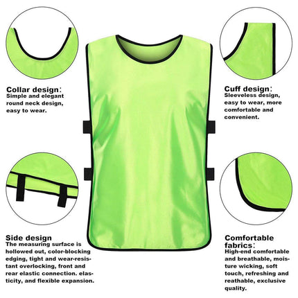 6X Sports Training Bibs Soccer Vests Group Team Bibs Basketball Cricket Football - Pink-S