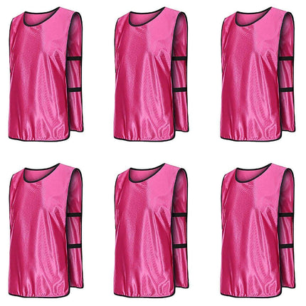 6X Sports Training Bibs Soccer Vests Group Team Bibs Basketball Cricket Football - Pink-S