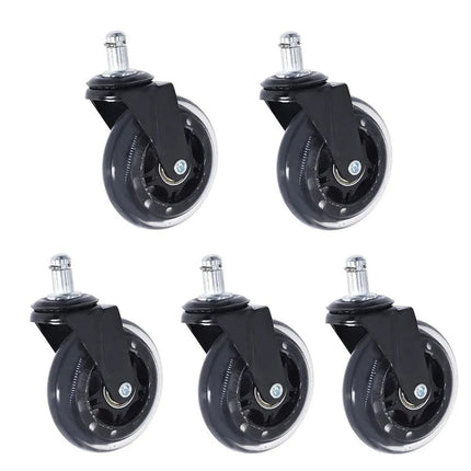 5pcs 3-Inch PU Transparent Caster Wheels Luggage Office Chair Mute Swivel Wheels