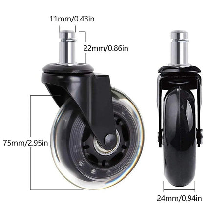 5pcs 3-Inch PU Transparent Caster Wheels Luggage Office Chair Mute Swivel Wheels