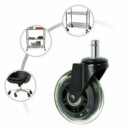 5pcs 3-Inch PU Transparent Caster Wheels Luggage Office Chair Mute Swivel Wheels