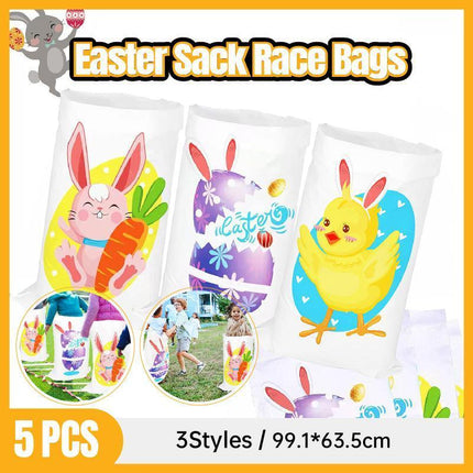 Jumping Sack Race Bags 5pcs Set for Outdoor Garden Party Family Group Activity Game - Rabbit
