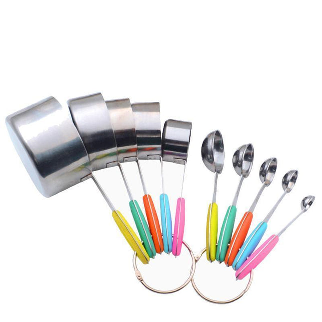 10 Piece Stainless Steel Measuring Cups and Spoons Set for Baking and Cooking