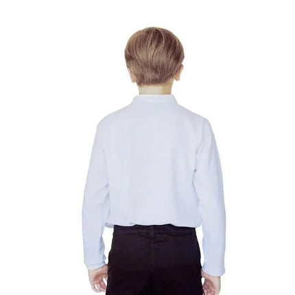 White Girls Peter Pan Collar Long Sleeve School Shirt with two button Adjustable Cuff - S