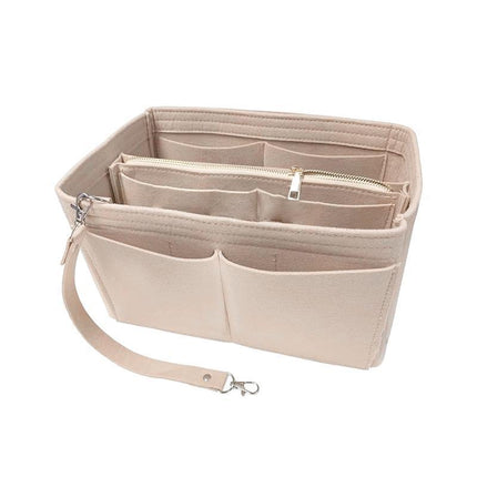 Felt Handbag Organizer Insert with Multiple Pockets for Tote and Purse - Red L Size