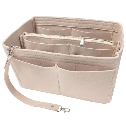 Felt Handbag Organizer Insert with Multiple Pockets for Tote and Purse - Red L Size