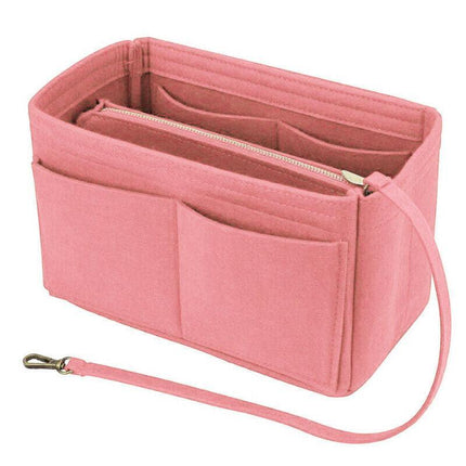 Felt Handbag Organizer Insert with Multiple Pockets for Tote and Purse - Red L Size