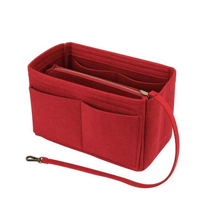 Felt Handbag Organizer Insert with Multiple Pockets for Tote and Purse - Red XL Size