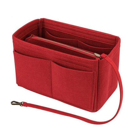 Felt Handbag Organizer Insert with Multiple Pockets for Tote and Purse - Red XL Size