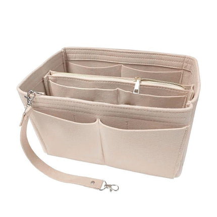 Felt Handbag Organizer Insert with Multiple Pockets for Tote and Purse - Coffee L Size