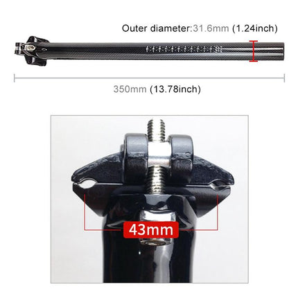 3K Carbon Fiber Bike Seatpost 31.6X350Mm Mountain/Road Bicycle Fittings