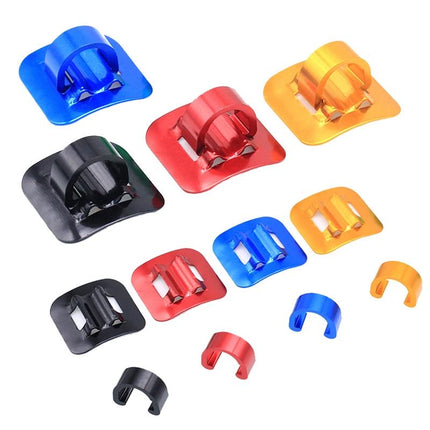 4-Piece Bike Hose Line Guide Adhesive C Buckle Aluminum Alloy Style - Red