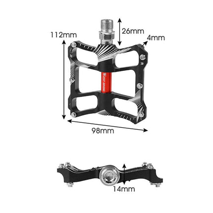 Aluminum Bicycle Pedals Riding Foot Accessories - Red