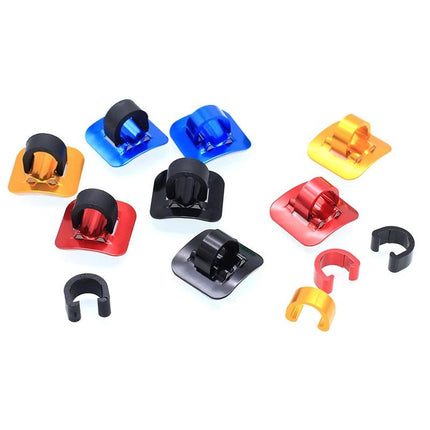 4-Piece Bike Hose Line Guide Adhesive C Buckle Aluminum Alloy Style - Blue