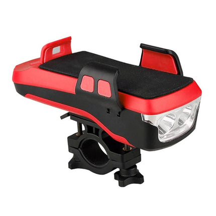 Rechargeable Bike Light With Horn & Holder - Black
