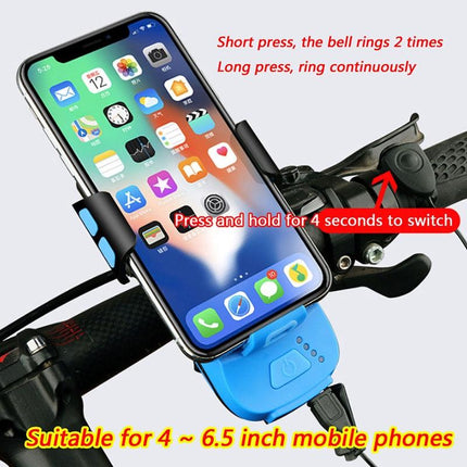 Rechargeable Bike Light With Horn & Holder - Black
