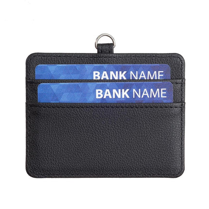 Horizontal Id Card Bag & Lanyard - Black