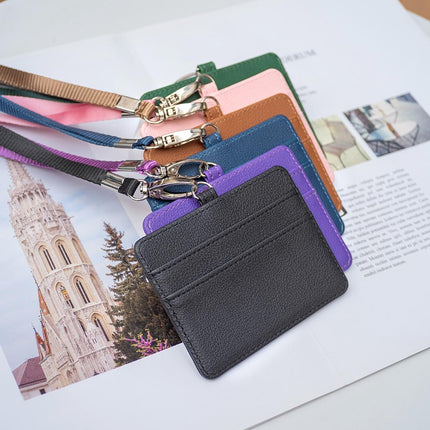 Horizontal Id Card Bag & Lanyard - Black