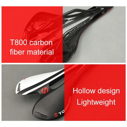 Toseek Carbon Fiber Road Bike Saddle 3K Texture & Extinction - Orange