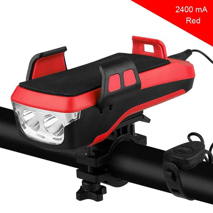 Rechargeable Bike Light With Horn & Holder - Blue