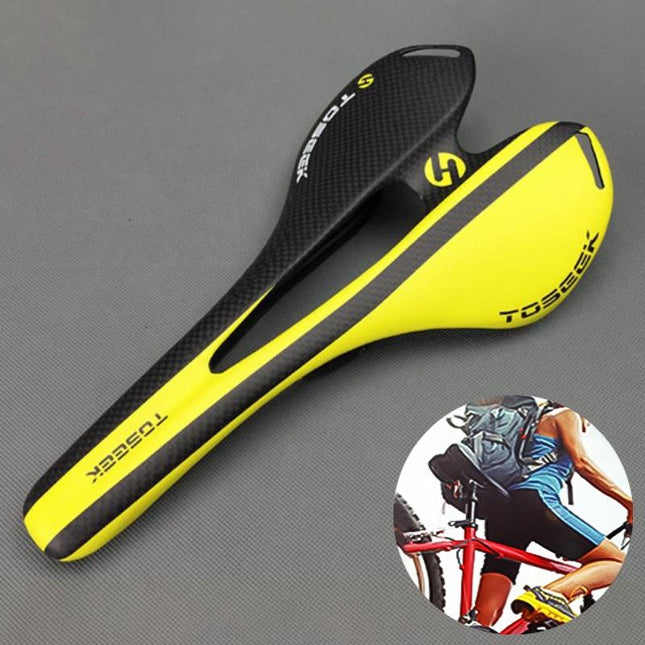 Toseek Carbon Fiber Road Bike Saddle 3K Texture & Extinction - Red