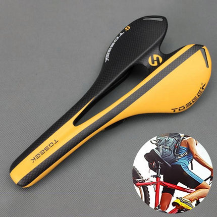 Toseek Carbon Fiber Road Bike Saddle 3K Texture & Extinction - Red