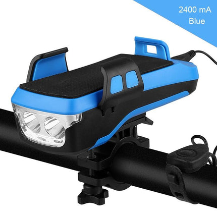 Rechargeable Bike Light With Horn & Holder - Red