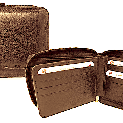 Futura Leather Zip Around Mens Genuine Leather Wallet w/ RFID Protection - Tan