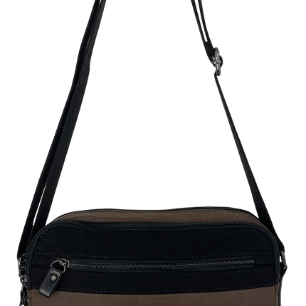 FIB Byron East West Sling Shoulder Bag Travel Adjustable Strap - Brown