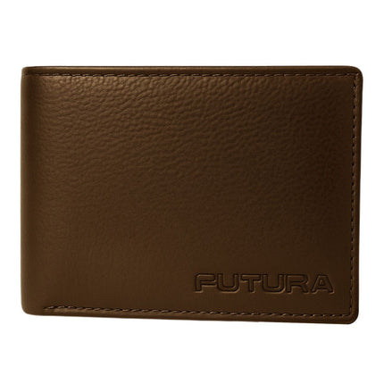 Futura Mens RFID Protected Slim Genuine Leather Wallet - Tan