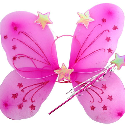 Girls Kids Angel Fairy Butterfly Wing Fancy Princess Party Costume - Hot Pink